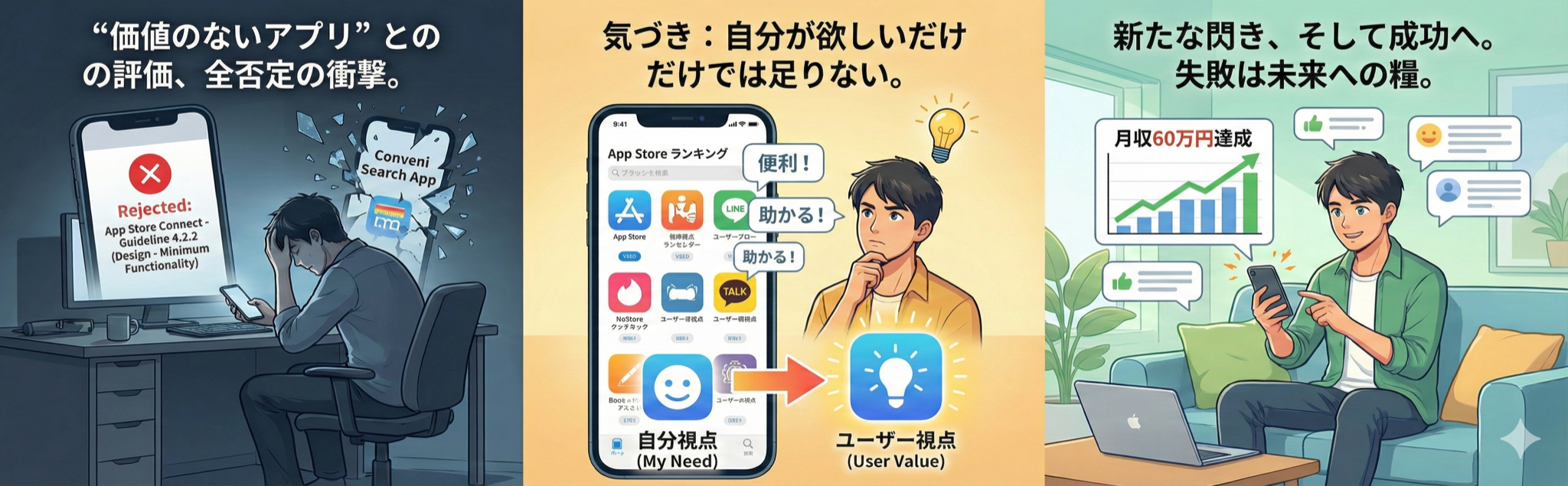初アプリで審査落ち｜2ヶ月の絶望から学んだユーザー視点の大切さ